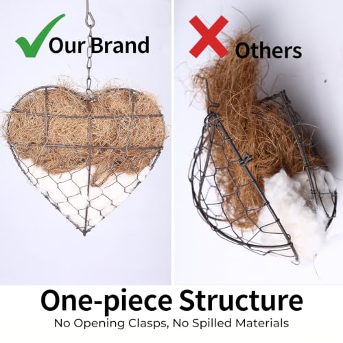 Bird Nesting Material Holder, Heart Shaped Hanging Bird Nesting Material for Wild Birds with Natural Cotton & Coconut Fiber, Cottagecore Garden Decor - style: BigHeart Style