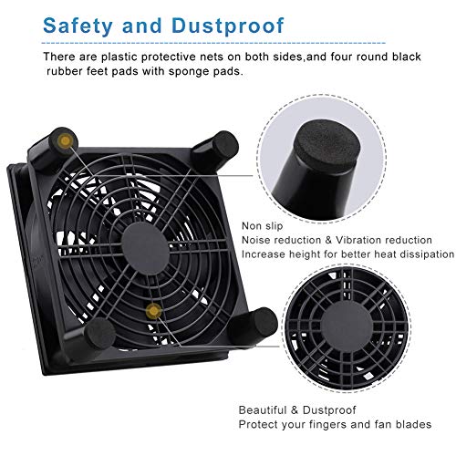 GDSTIME 120mm Router Fan Cooler, L/M/H 3 Speed Controller DC 5V USB Powered | Quiet, for Xbox Modem Routers Mini PC DVR TV Box Cooling - size: 120mm USB Fan