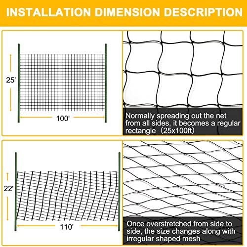 BSTPCOO Bird Nets 25'x100' with 1" Mesh, Nylon Poultry Net Over Chicken Run | Heavy Duty Aviary Net Chicken Coop Netting, Garden Netting Deer Fence for Fruit Tree and Vegetable Against Birds, Squirrels - size: 25'×100'-1''