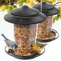 Outdoor Bird Feeder, Retractable Bird Feeder Hanging, Metal Hanger, Rainproof & Leak-Proof, Black, Pack of 2 - color: Black, Retractable Hanging，Pack of 2