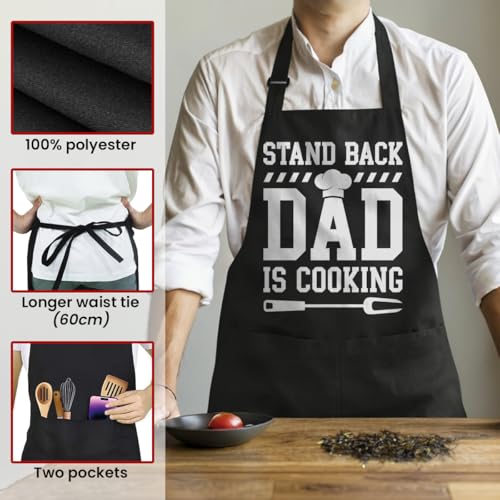 SANDJEST Funny Mens Aprons with Pockets for BBQ Grilling Cooking Grandpa Husband Apron for Birthday Christmas Father's Day - color: Dad 3