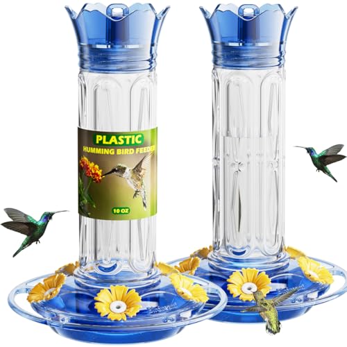 Birdream 2 Pack-20oz Hummingbird Feeders for Outdoors, Plastic Hummingbird Feeder with 5 Bee Guard Feeding Ports & Cleaning Brush, Leak Proof, Built-in Ant Moat, Blue - color: Blue, size: 2 Pack