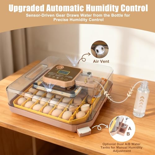 Gen IV - 48 Egg Fully Automatic Incubator, 2026 Upgraded Design, Intelligent Sensor-Based Humidity & Temp Control, Custom Days, Adjustable Auto Turning & Stop, Chick Separator, Flexible Egg Spacing - size: 48 egg-brown