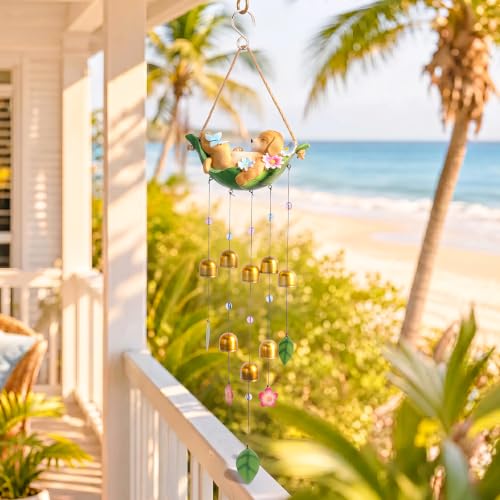 Dog Wind Chime for Outside, Resin Wind Bells for Garden Decor | 29" Wind Chimes Outdoor with Resin Dog Statues and 8 Metal Bells, Soothing Tone Wind Bell Chimes, Housewarming Gifts - size: Dog