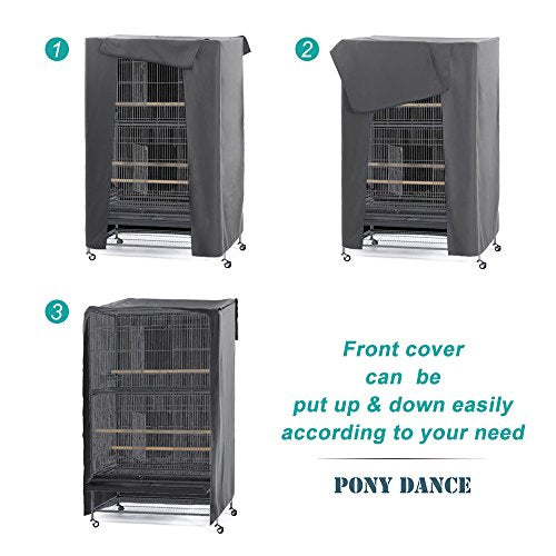 PONY DANCE Pets Product Universal Birdcage Cover Blackout & Breathable Birdcage Cover for Pets' Good Night, Large, Grey, 35 L x 25 W x 47 in H - color: Gray, size: 35.0"L x 25.0"W x 47.0"H