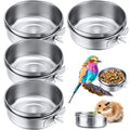 Aoriher 4 Pack Large Bird Feeding Dish Cups 30 oz Stainless Steel Parrot Feeders Food Water Cage Bowls with Clamp Holder for Cockatiel Conure Budgies Parakeet Macaw Small Dog Cat Animal