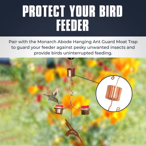 Monarch Abode Hanging Hummingbird Feeders for Outdoors – Pure Copper Handcrafted Double Hanging Hummingbird Feeder with Metal Ornament, Decorative Humming Bird Feeders for Outdoors Garden Patio Deck - style: Double Feeder with Steel Ornament
