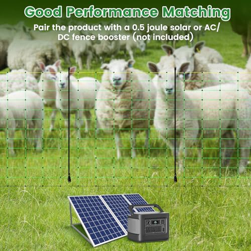 Electric Fence Netting, 42.5" H ×164 L' Portable Livestock Fencing for Sheep, Cattle, Net Fencing Kit with 14 Posts Double Spiked, Movable Poultry Netting for Backyards, Homesteaders, Farms Ranches - size: 164 * 42.5