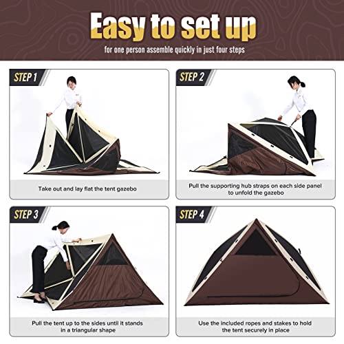 MASTERCANOPY 7x7 Portable Screen House Room Pop up Gazebo Outdoor Camping Tent (7x7, Beige&Coffee) - color: Beige&Coffee, size: 7x7 ft