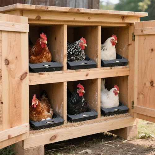 Roll Away Nesting Box for Chicken Coop, 3-Pack with 9 Coconut Fiber Pads, Automatic Egg Collection System (3Pack)