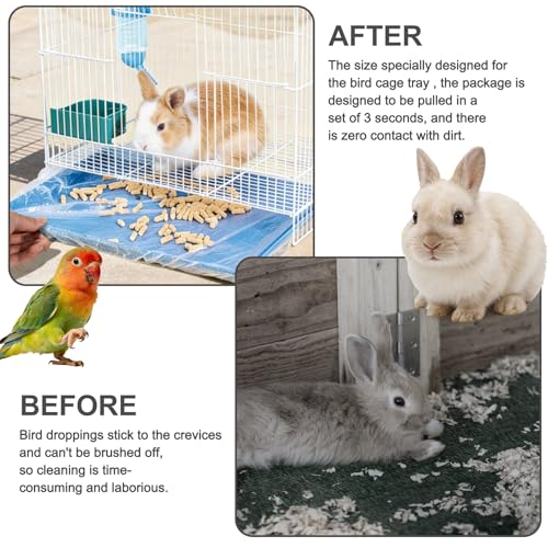 50 Pcs Disposable Cage Liners, 29x19 inches Plastic Leak-Proof with Cage Cleaning Brush, for Parrots, Rabbits, Guinea Pigs - size: 29x19 inches