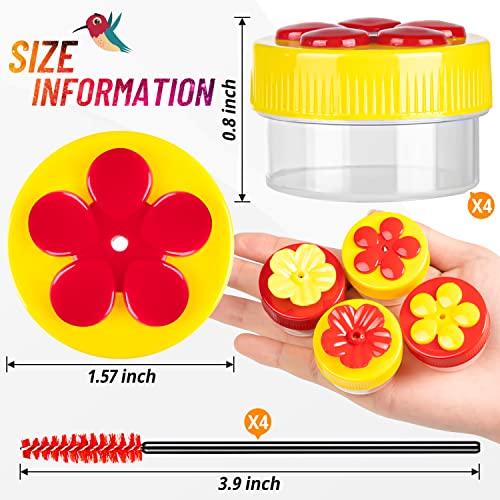 Hand Hummingbird Feeder, 4Pcs Mini Flower Hand Held Hummingbird Feeder with 4Pcs Cleaning Brush, Window Humming Wild Bird Feeders for Outdoor Supplies