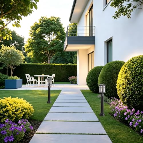 2 Pack Black Outdoor Lamp Post with Base, Exterior Light Pole Accessory for Porch Patio Garden - size: lamp post 19" with base