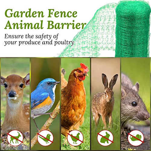 Woanger 3 Pack Deer Fence Netting Bird Netting Garden Net with 150 Pcs Cable Ties for Bird Protect Plants, Vegetables Against Birds Fruit Trees Deer Squirrel Rabbit and Other Animals (Green,7x100 ft) - color: Green