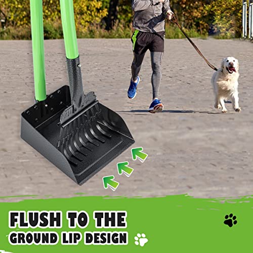 MXF Pooper Scooper, Dog Pooper Scooper Long Handle Stainless Metal Tray and Rake Set for Medium Small Dogs Heavy Duty - Use on Grass, Dirt or Gravel - Pet Supplies (Green) | Durable Stainless Steel Dog Waste Pickup Set. Ideal Poop Scooper for Medium & Sma