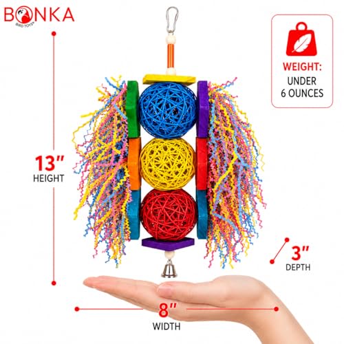 Bonka Bird Toys 1854 Tri Foraging Star 13" x 8" Natural Vine Ball Chew and Shred Toy for Medium to Large Birds Like Conures African Greys Amazons and Similar - size: Tri