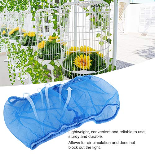 2PCS Bird Cage Cover, Bird Cage Seed Catcher, Adjustable Soft Airy Nylon Mesh Net, Birdcage Cover Skirt Seed Guard for Parrot Parakeet Macaw African Round Square Cages (S) - color: Blue
