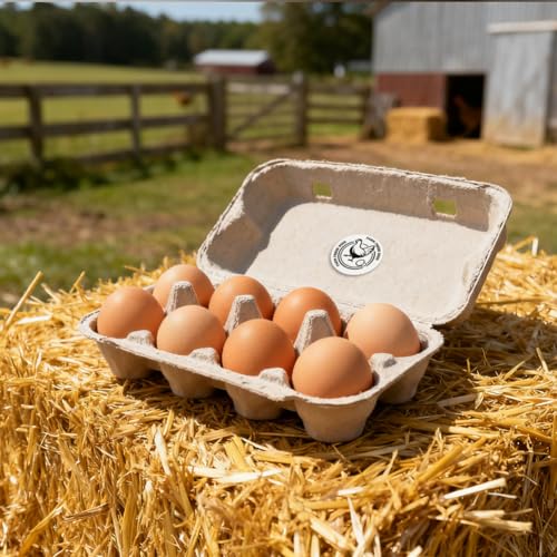 320 Pcs Farm Fresh Eggs Labels, 2 Inch Round Simplicity Retro Style Egg Carton Sticker Waterproof Adhesive Egg Packaging Sticker for Box Container Carton Farm Supplies - color: Minimalist Style