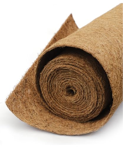 Coconut Fiber Mat, Yarrdfir 16x160 inch Natural Coconut Liners for planters Flower Basket, Natural Coconut Fiber mat, Garden Decoration, Animal pet pad, Reptile Carpet, Snow Mat (16 x 160) - size: 16x160