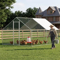 10 x 13 x 6.6 ft Large Chicken Coop, Heavy Duty Galvanized Metal Walk in Chicken Run with Roof Cover and Locking Door, Outdoor Poultry Pen for Chickens Ducks Rabbits - size: 10 x 13 x 6.6 ft