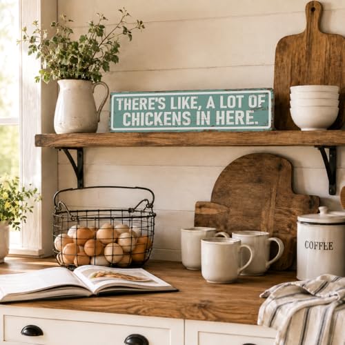 Rustic Farmhouse Style Chicken Coop Sign, Metal Outdoor Chicken House Signs, There's like a lot of chickens in here, Retro Metal Tin Sign, Farmhouse Decor, Backyard Hen House Gift 15.8x4 Inch - color: Farmhouse 16