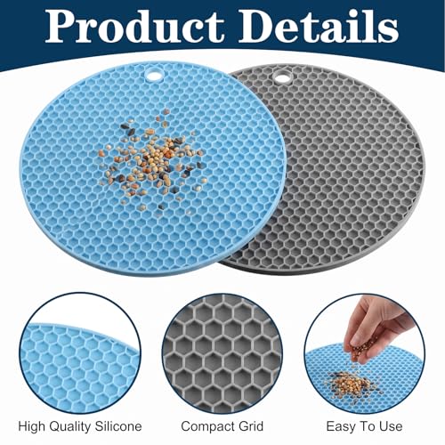 2 PCS Bird Foraging Toys, Soft Bird Slow Feeder Mats, Interactive Foraging Mats for Parakeet, Cockatiel, and Small Birds, Birds Enrichment Toys to Increase Feeding Time (Blue & Grey)