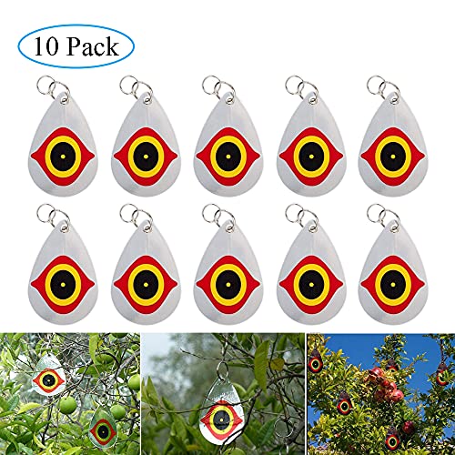 10 Pack Scare Eye Deterrent, Predator Eye for Birds | Hanging Devices to Keep Birds Away from Barns, Gardens, Windows, Warehouses - size: 10 Pack