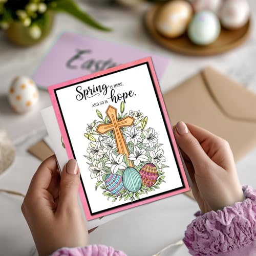 GLOBLELAND Easter Crosses Clear Stamps and Metal Die Cuts Easter Eggs Transparent Stamp Spring Flowers Cutting Dies for Card Making Embossing Scrapbooking - style: Easter Crosses