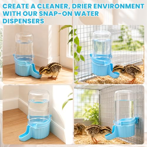 Quail Chick Waterer, Large Capacity Quail Water Feeder for Chick, Duckling, Parrot, Hamster, Hanging or Free-Standing