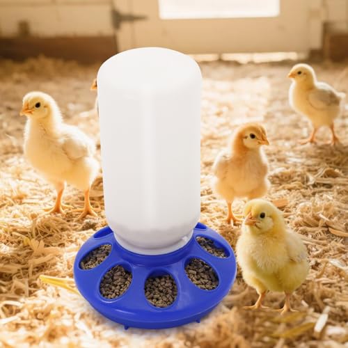 Chick Feeder and Waterer Set Kit-No Waste Baby Chick Starter Kit with 1L Chicken Water Dispenser and 1kg Feeder for Poultry and Baby Chicks,Plastic Chicken Coop Accessories (Blue, M)