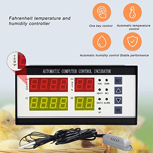 Incubator Controller XM-18ZH Fahrenheit 7-Way for Hatching Eggs | Digital incubator controller with Fahrenheit display.7-way output.Temp humidity sensors.Built in alarm.Adjustable egg turning