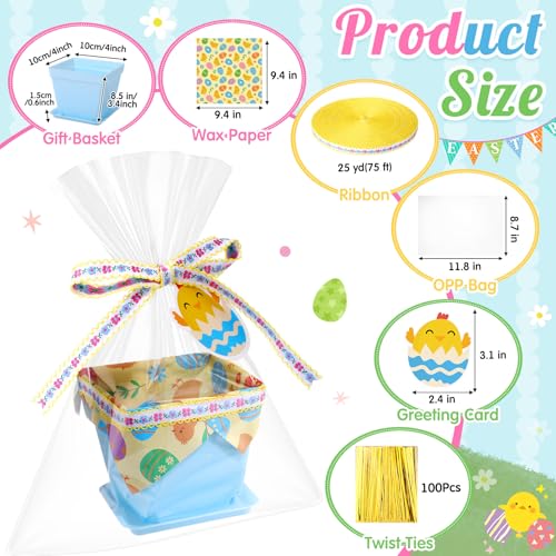 36 Set DIY Mini Easter Basket Stuffers Gift Baskets Empty Bulk Small Plastic Treat Boxes 4 Inch for Candy Snack Cookie Toy Fillers for Easter Egg Hunt Church Spring Party Favors
