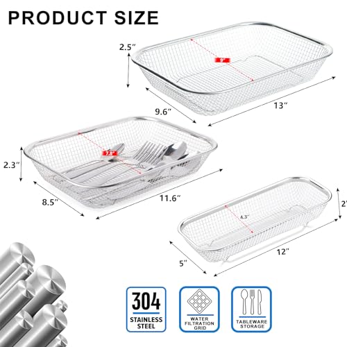 Utensil Drying Rack, 2 Pack Utensils Holder Dishwasher Silverware Basket | Compact Dish Rack, Kitchen Counter Drainer, Chopsticks, Spoons, Forks, Knifes Drainer Organizer - size: S, M, L