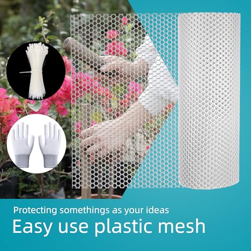 Pet & Garden Safeguard - 15.7IN x 32.8FT Roll - White Plastic Netting, Multi-Use Decorative Fencing for Poultry, Dogs, Rabbits,Chicken and Snake Barrier - color: White-32.8FT×15.7IN