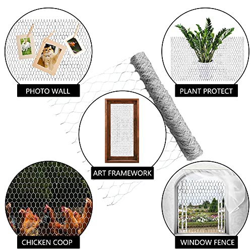Chicken Wire Fencing, 2ft x 150ft Hexagonal Galvanized Chicken Wire Mesh Fence 2 Inch Mesh Fence Poultry Netting Animal Barrier for Craft Projects Gardening Chicken Coop Rabbit Pet - size: 2ft x 150ft
