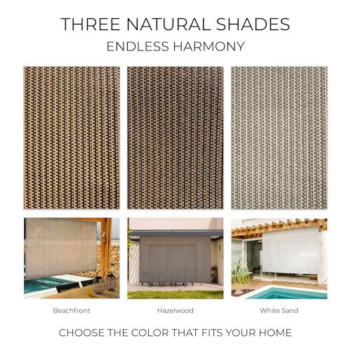 Outdoor Patio Roll Up Shade for Use on Exterior Porch, Patio, Window and More | High Density Polyethylene Privacy Screen Blocks 87% of UV Rays | Hardware Included | 6 ft Wide | Beachfront - color: Beachfront, size: 72"W x 72"H
