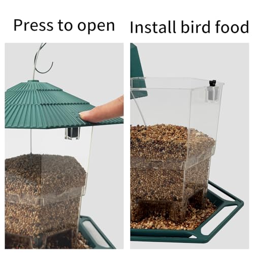 Bird Feeder for Outdoors Hanging,Hanging Wild Bird Feeders with S Hook for Blue Bird, Cardinals, Finches,Wild Birds Seed Feeder, As Gift for Bird Lovers（Green） - color: Green Bird Feeder