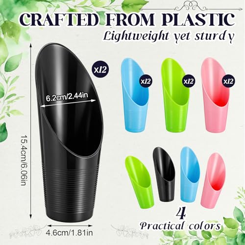 Lothee 48 Pcs Bonsai Soil Scoops Small Plastic Garden Soil Scoop Set Colorful Small Potting Shovel for Garden Tools