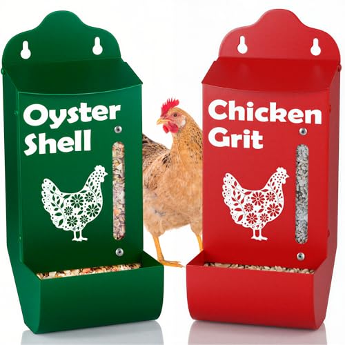 Chicken Grit and Oyster Shell Feeder Combo (Combo-Green/Red, Starter Size) - color: Combo-Green/Red