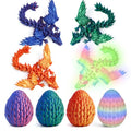 4 Pack 3D Printed Dragon Egg - Small Scale Egg with Winged Dragon Inside, Surprise 3D Printed Gift Toy, Desk Executive Pet, Figurine Decor, Christams Easter Stuffers - color: Purple+green Blue+red Gold+glow Rainbow