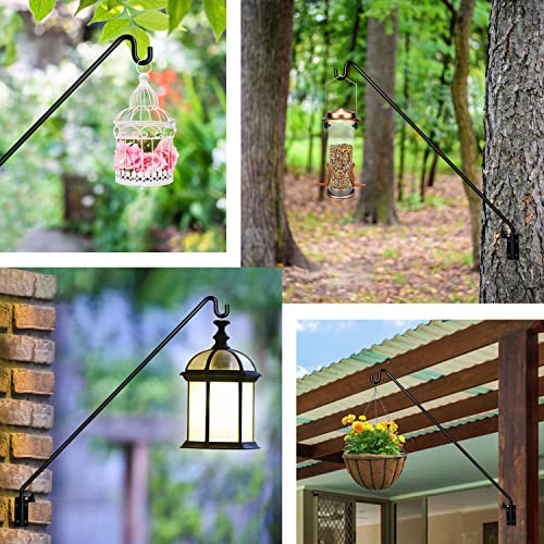 2 Packs Heavy Duty Extended Reach Wall Mounted Deck Hook Wall Pole, Wall Bracket Direction and Length Adjustable Plant Bracket for Bird Feeders, Planters, Suet Baskets, Lanterns, Wind Chimes - size: 43in Long Wall Mounted Hook-2 Packs