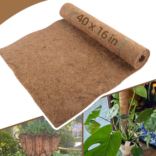 Coco Liner Roll 16x40 Inch Natural Coconut Fiber Mat for Planters | Natural Coconut Fiber, Cut-to-Fit Liner Roll, Ideal for Hanging Baskets, Planters, Window Boxes & Garden Use - size: 16in X 40in