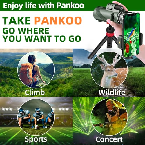 40X60 Monocular Telescope with Smartphone Holder& Tripod, High Power Nitrogen-Filled Monocular for Adults with BAK4 Prism & FMC Lens, HD Monocular Scope for Birdwatching Hiking Concert Travelling - color: Dark Green