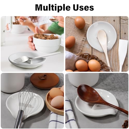 Egg Cracker Spoon Holder, Spoon Rest for Kitchen, Ceramic Spoon Holder for Stove Top, Cooking Spoon Holder,Heat Resistant Utensil Rest for Countertop, Dishwasher Safe, 3 pack - color: 3 pack