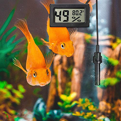 Weewooday 12 Pcs Digital Humidity Meter with Probe LCD Thermometer,Black | Fahrenheit Display for Incubator Reptile Brooder Greenhouse, Remote Sensor Probe, Accurate Monitor for Chicken Coop Plant - size: Black