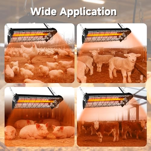 400W Heat Lamp for Chickens Upgraded 12000H Large Chicken Coop Brooder Heater Carbon Fiber Bulb Waterproof Adjustable 2 Mode Temp Safe Design for Chicks Poultry Pets 2 Pack(Extra Large) - size: Extra Large(Includes 2 Frames + 2 Tubes)