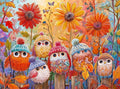 Cross & Glory | Jigsaw Puzzles for Adults | A Cozy Little Parliament | Cute Autumn Birds in Knitted Hats | Whimsical Fall Forest Puzzle | 2mm Thick Pieces | Satin Finish | Ages 14+ - color: Cozy Little Parliament