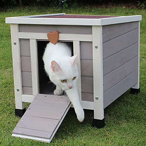 Rockever Outdoor Cat House, Rabbit Hutch Outdoor Indoor Bunny Cage | Waterproof Cat Houses For Outdoor Cats, Wooden Small Pet House And Habitats, Openable Roof
