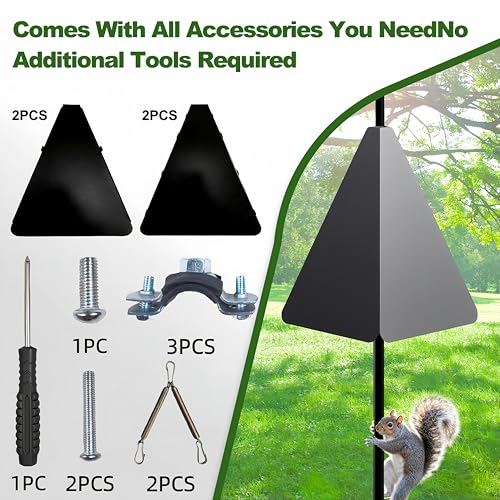 Squirrel Baffle with Dual Defense for Bird Feeder Poles, Bird Food House Guard for Shepherd Hook,Metal Squirrel Baffle Raccoon Stopper Rust-Proof and Bite-Proof Heavy Duty Carbon Steel