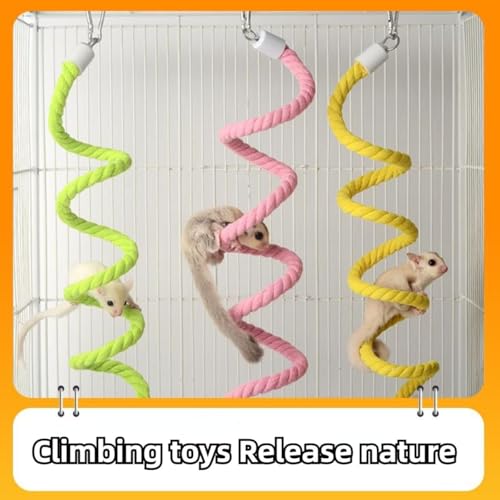 Sugar Glider Toys, Sugar Glider Climbing Ropes, Hanging Toy Cage Accessories, Enrichment Toy, Soft Touch Small Pet Swing Toys for Rats, Birds (Pink) - color: Pink